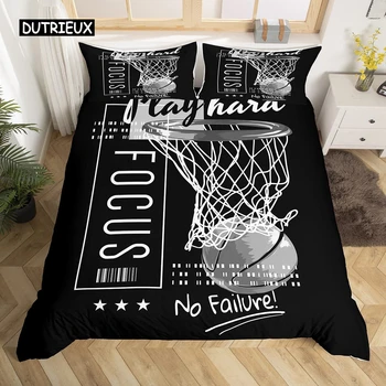 Баскетбол пухени набор от спортен стил на спално бельо, комплект за момчета тийнейджъри мъже с мотивирано шаблон отказ меко одеяло покрива 