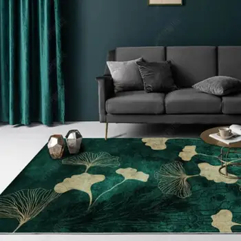 Модерен, светъл Луксозен диван за хол, маса, килим, Обикновена, тъмно зелен мат, за да влезете на верандата, нескользящий подложка за стая на абстрактното изкуство, нощни мат