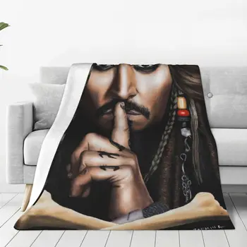 Фланелевое одеяло Captain Jack Sparrow отвътре за деца Юноши възрастни Меко и Приятно Топло Пушистое