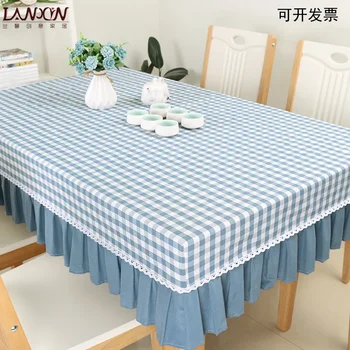 Индивидуалното покритие на масата, памучен и бельо покривка, текстилен калъф, правоъгълна масичка за кафе в клетката