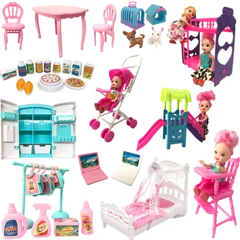 NK New Mix Скъпа стоп-моушън мебели, чанти, играчки за ролеви игри, мини-хладилник Chiar за Барби, Аксесоари за Кели Куклена къща за момичета, играчка JJ