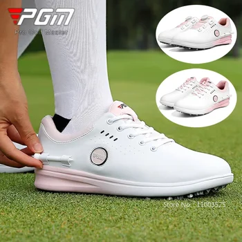 Дамски дишащи обувки за голф PGM, женски нескользящие непромокаеми обувки с катарама Mark Knob, меки спортни обувки, в която може да се облича фланелка за голф