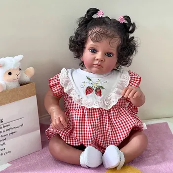 60-Сантиметровое возрожденное детско Tutti от тъмно-кафява кожа, кукла, за да има момичета, реалистична, мека на допир, с висококачествено 3D-художествена кукла