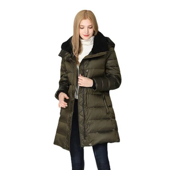 Европейските есенно-зимни дамски паркове, пуховик, вълнена меховое палто с качулка, женски топла горна дреха X-Long LF2335HR
