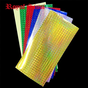 Royal Sissi 12шт клетчатая лазерно фолио комплект от 6 цвята, асорти 10x20 см холограма лигав филм флаш лентата калмари кука стръв етикети