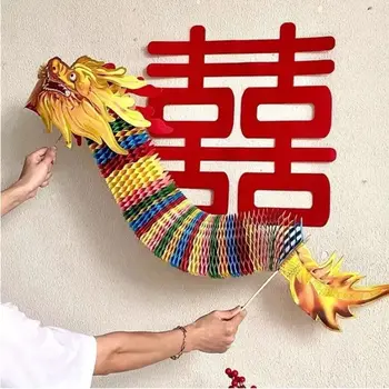 Ретро Китайски Дракон Хартиена Играчка Творчески Китайската нова година Акробатично Танц на Дракона ръчно изработени Изделия от Хартия Танцът на Дракона в Китайския стил