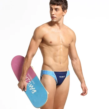 Секси мъжки плувни гащи-бикини с ниска талия, спортни бански за плаж, сърф, модерен мъжки найлонови дишащи бързо съхнещи бански костюми