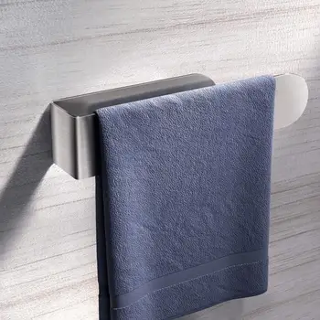 Държач за кърпи от неръждаема стомана монтиране на стена без пробиване Модерен минималистичен тежкотоварни лира за съхранение на принадлежности за баня,