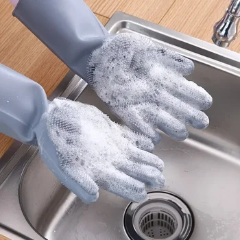 Ръкавици за миене на съдове, Вълшебни ръкавици от силиконов каучук, за миене на съдове, Гъба-чистач, инструменти за почистване на кухни