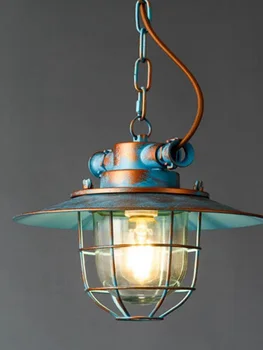 Американската Ретро Промишлена Ветрозащитная Полилей ТАВАНСКО помещение Творчески ресторант Преминаване БарКафе Iron LED окачен лампа