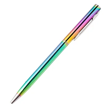 100шт Градиент метална химикалка писалка Сладък въртящи химикалки Бизнес-дръжка офис и училищни консумативи english