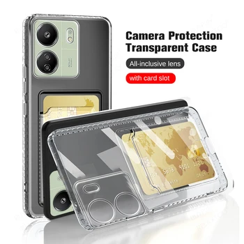 Прозрачен Силиконов Калъф За Защита на Камерата Xiaomi Poco C65 4G PocoC65 Poko Pofo C 65 65C 4G Чантата Със Слот За Карти Тънък Калъф Fundas