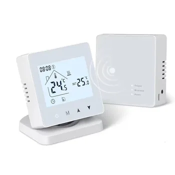 Интелигентен безжичен термостат за отопление на котел на газ Радиочестотни регулатор на температурата дома Програмируем WiFi Термостат
