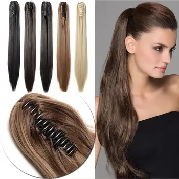 Синтетичен 24-инчов скоба-нокът, с директен натрупване на коса във формата на конска опашка, перуки за удължаване на косата за жени, перука за коса във формата на конска опашка, перука за жени