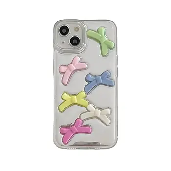 Корейски INS Цветни Лък Прозрачен 3D Прекрасен Калъф за iPhone 14 Плюс 11 12 13 Pro Max Xr Xs Max X Делото на Корпуса Capa