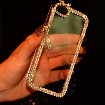 Луксозен 3D калъф за мобилен телефон с диаманти за Iphone 15 14 13 12 11 Pro MAX XR 7 8 PLUS, прозрачен калъф от бижута, кристал